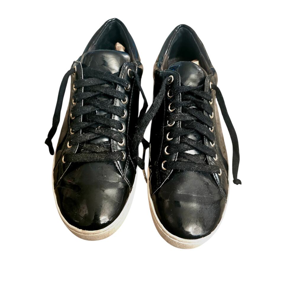 Michael Kors Black Leather Low-Top Sneakers Women’s Size 9M Lace-Up Casual Shoes